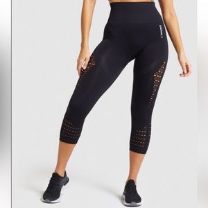 Gymshark Energy Seamless Crop Capri Legging Black High Rise Size XS